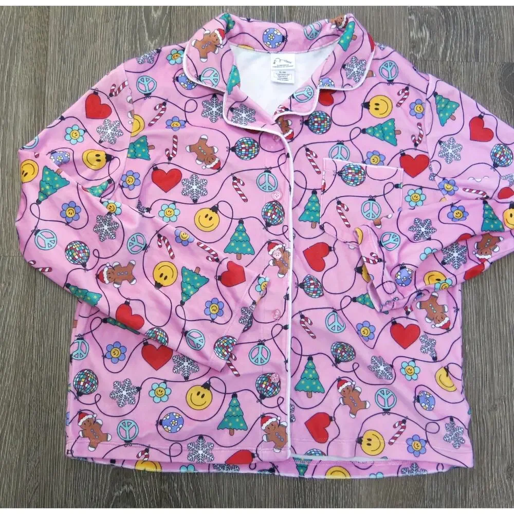 Art Class NWOT Christmas Pajamas Size XL/14 Girls 2 Piece Hearts Gingerbread